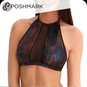 Mesh Oil Slick Halter Top
